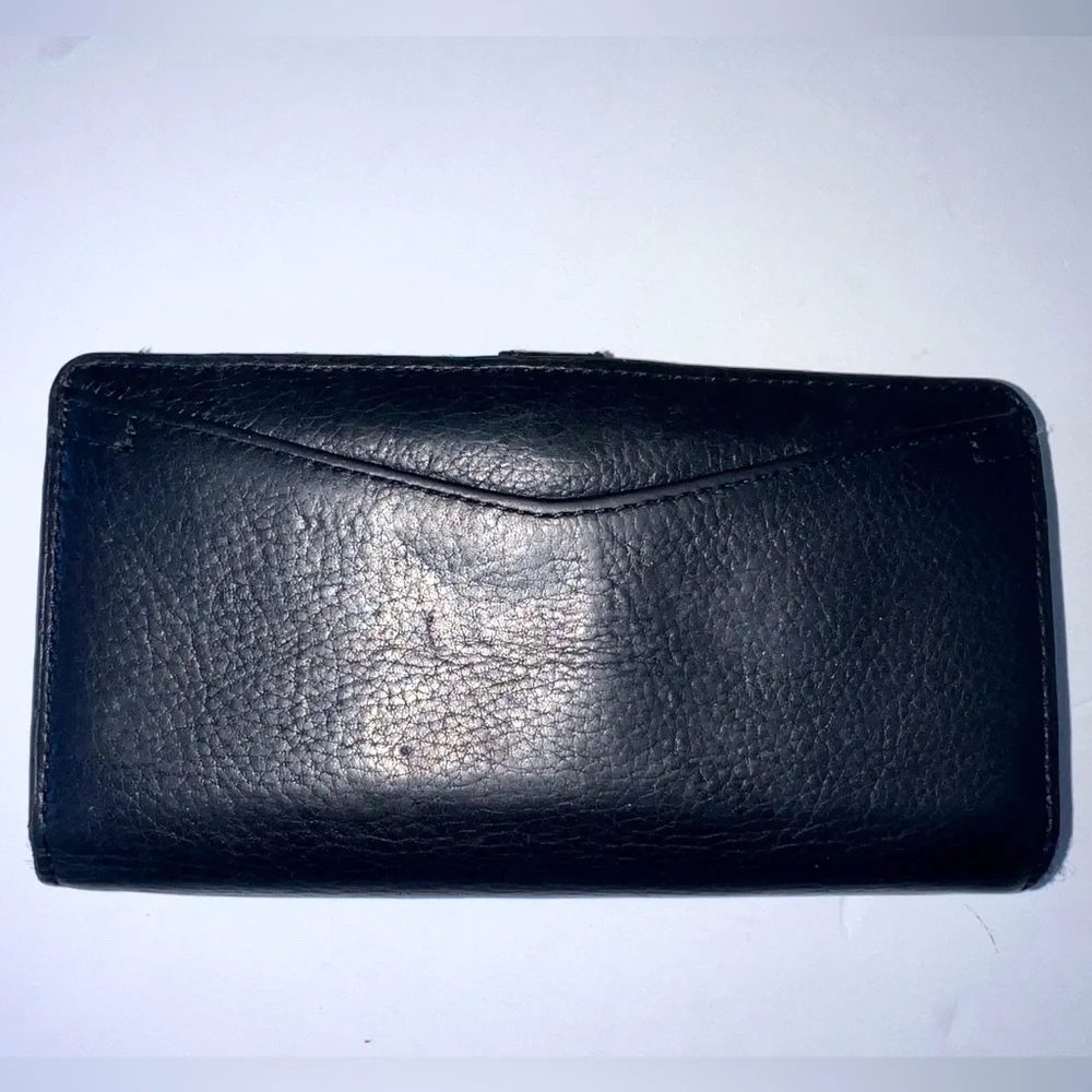 Vtg Fossil Wallet Black Soft‎ Pebble Leather